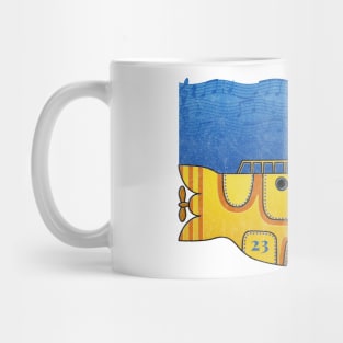 Beneath the Waves in Blue and Yellow Mug